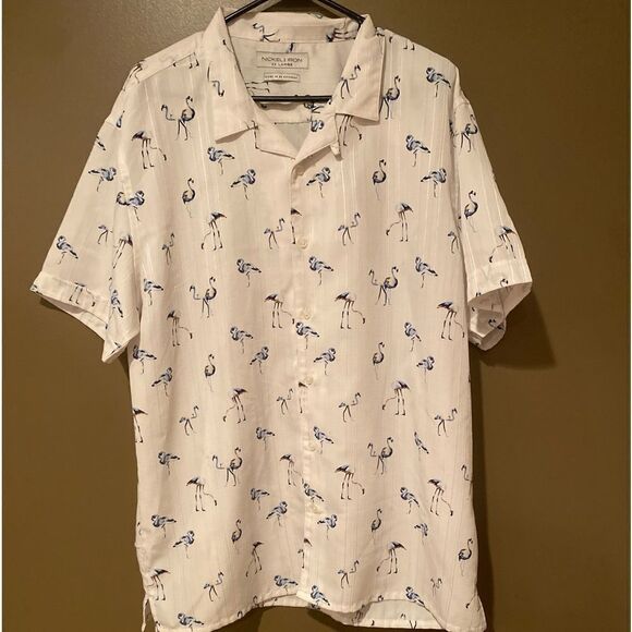 Nickle & Iron Short Sleeve Button Up Blue Flamingo Men’s Shirt Size XXL - Picture 2 of 9